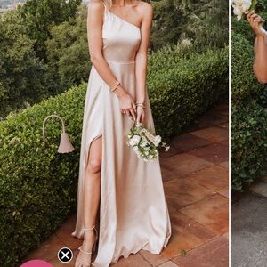 Show Me Your MuMu One Shoulder gold Dress
